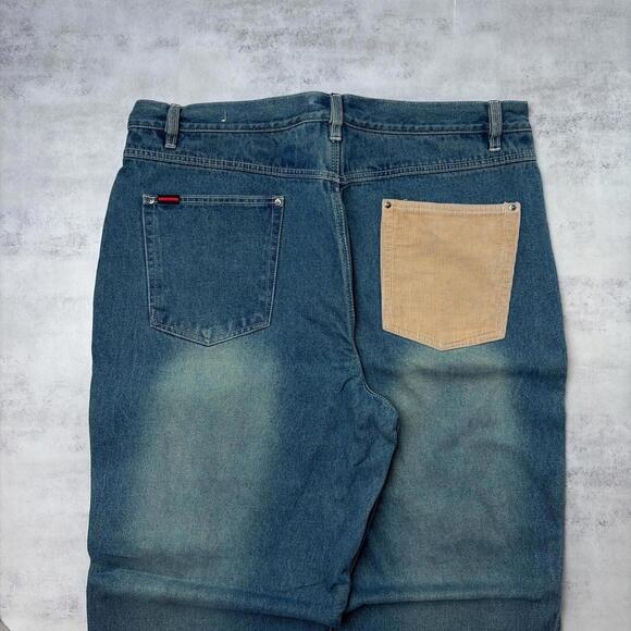 Y2K FUBU The Collection Grunge Corduroy Baggy Denim Jeans - Picture 3 of 8